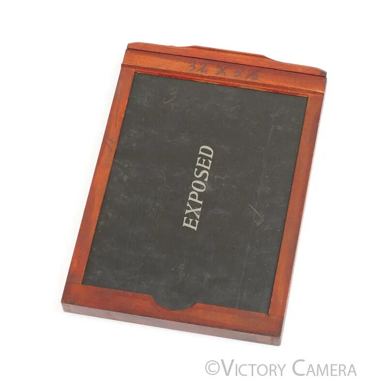 5x7 Wooden Film Holder w/ 3 1/2" x 5 1/2" Glass Plate Dry Plate Converter [EXC]