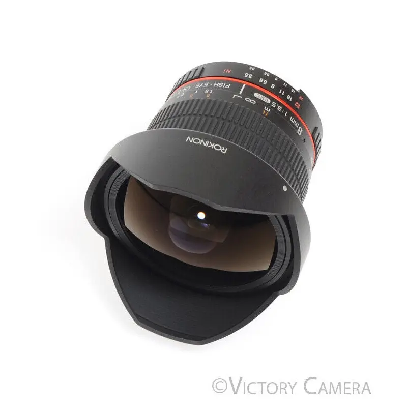 Rokinon 8mm f3.5 Wide Angle Fisheye Lens for Nikon AI-S -Small Mark- [EXC-]