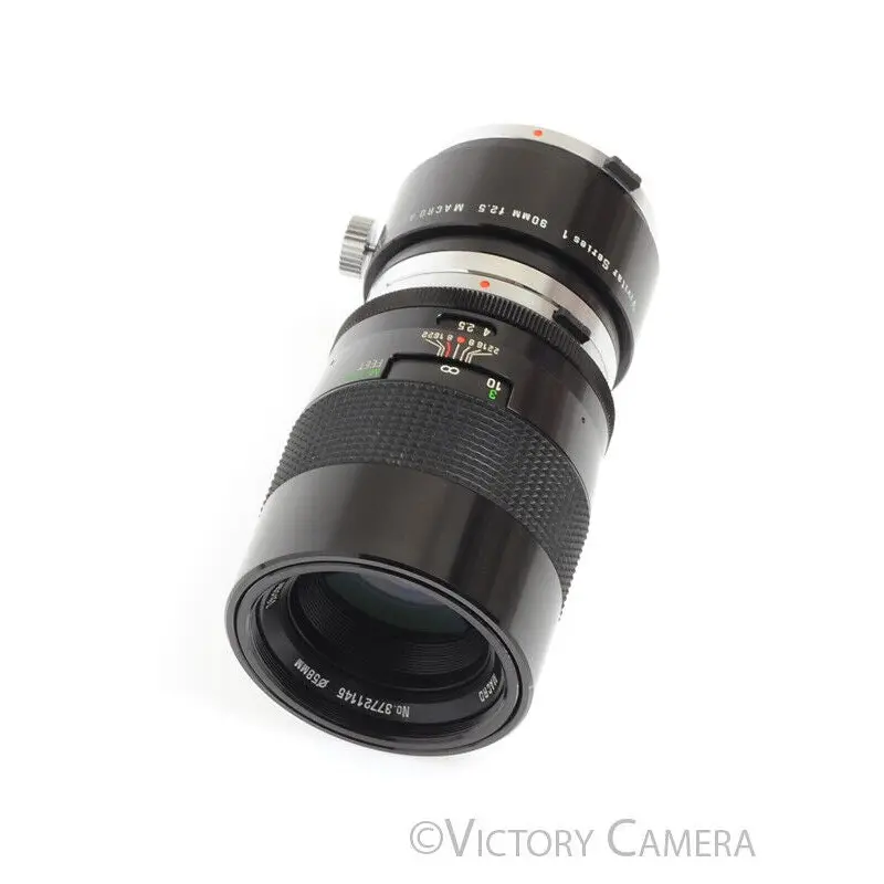 Vivitar Series 1 90mm f2.5 Macro Lens w/ Matched Macro Adapter for Olympus OM [EXC]