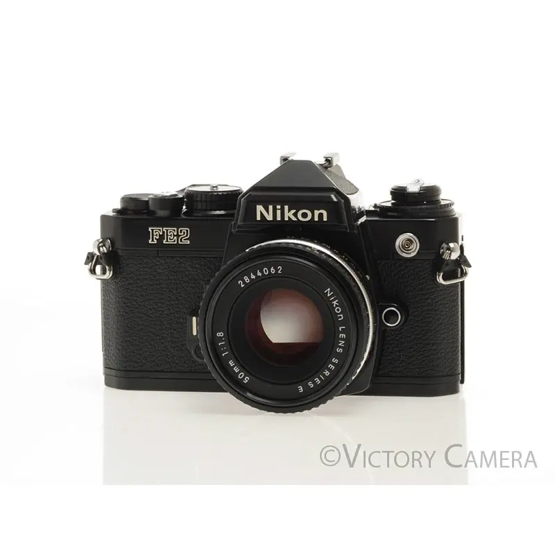 Nikon FE-2 FE2 Black 35mm Camera with 50mm f1.8 AI-s Lens -New Seals- [EXC+]