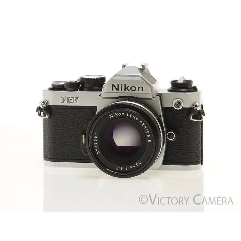 Nikon FM2-N 35mm Chrome Film SLR w Nikon 50mm f1.8 AI-S Lens [EXC]