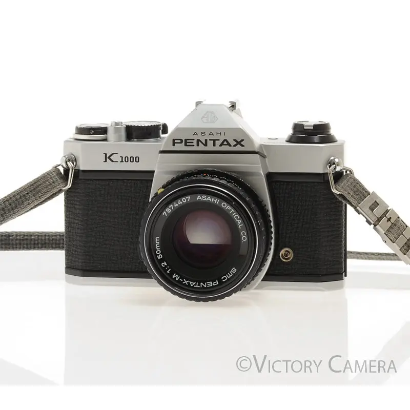 Pentax K1000 Chrome 35mm Film Camera w/ 50mm f2 Lens [EXC]