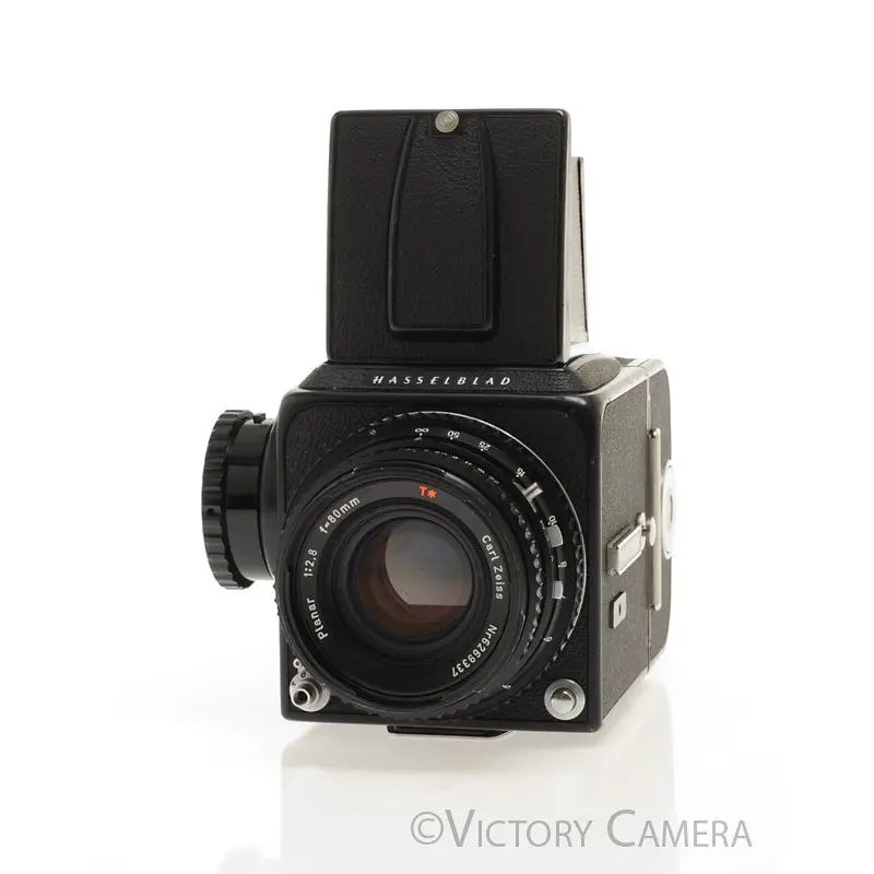 Hasselblad 500c/m 500cm Black Camera 80mm T* Lens A12 WLF -New Seals- [EXC+]