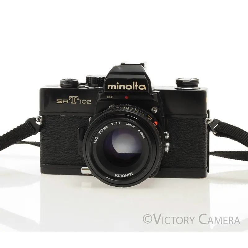 Minolta SRT 102 SRT 102 Black 35mm Camera w/ 50mm F1.7 Lens [EXC]