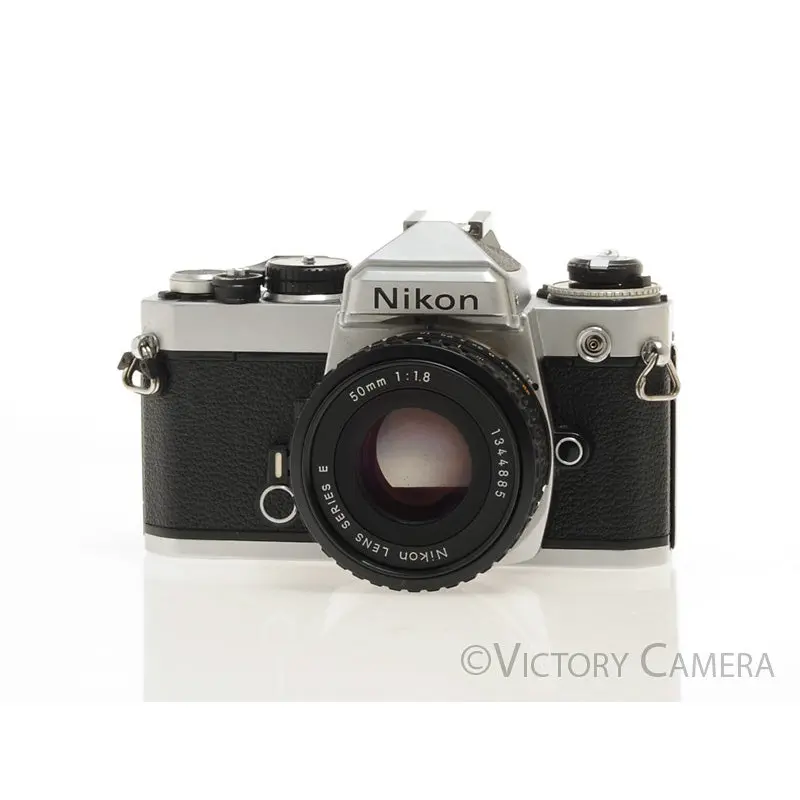 Nikon FE Chrome 35mm Film Camera 50mm F1.8 Lens [EXC]