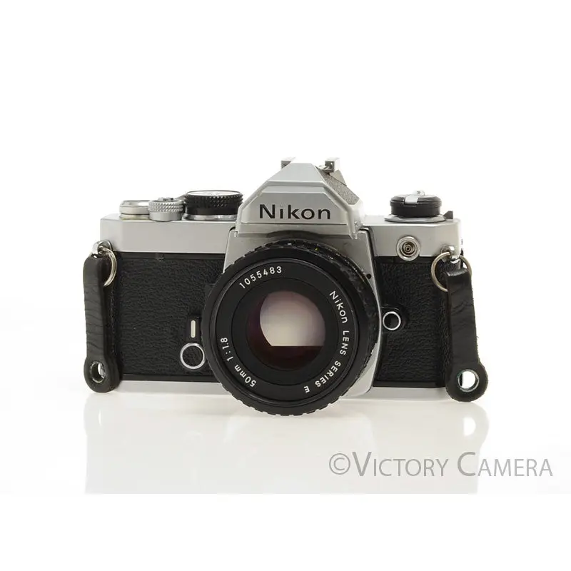 Nikon FM Chrome 35mm Film Camera w/ 50mm f1.8 AI-s Lens [EXC]