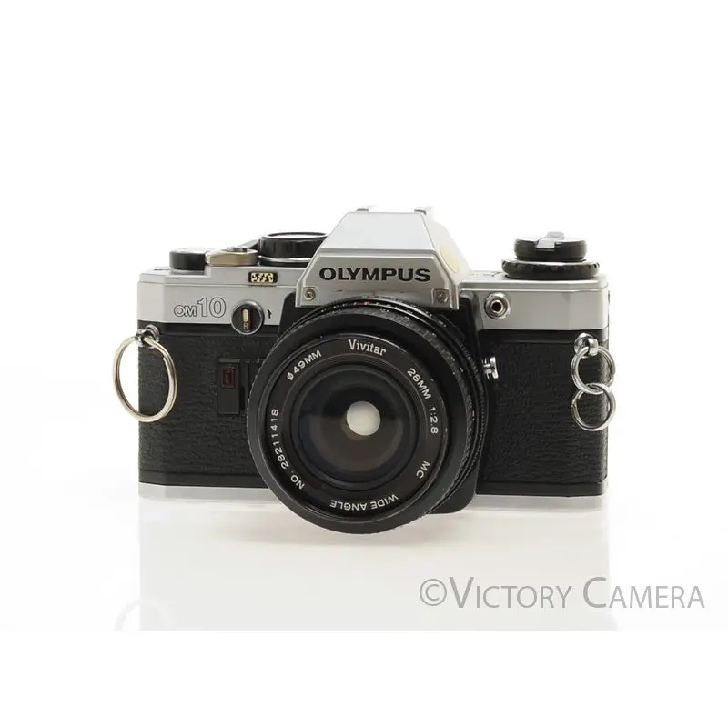 Olympus OM-10 OM10 Chrome 35mm Camera w/ 28mm f2.8 [EXC]