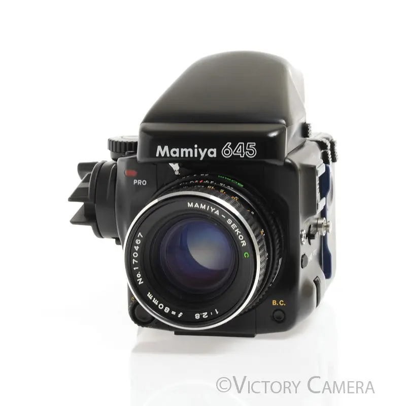 Mamiya 645 Pro Camera Eye Level Prism w/ 80mm Lens & 120 Back [EXC+]