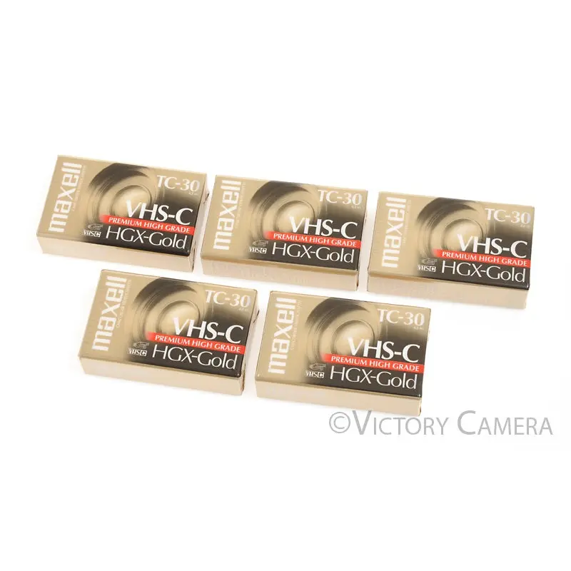 5x Maxell TC-30 HGX-Gold VHS-C Premium High Grade Video Tapes  [MINT]