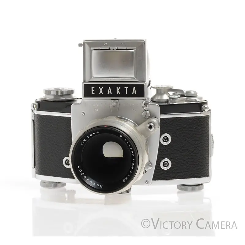 Exakta VX IIa USSR Occupied Chrome 35mm Camera w/ CZ Jena 50mm f2.8 Lens WLF [EXC]