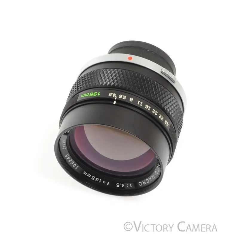 Olympus Zuiko MC 135mm f4.5 Macro Lens -Clean w/ Shade & Case- [EXC]