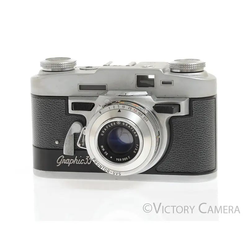 Graflex Graphic 35 Chrome 35mm Rangefinder Camera w/ 50mm f3.5 Lens -As is-