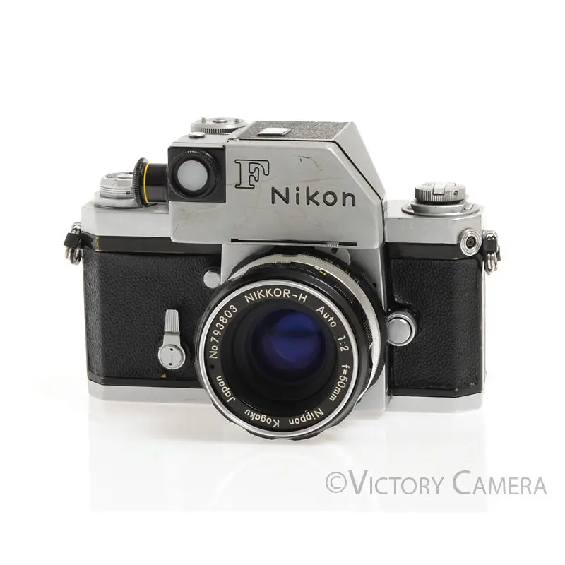 Nikon F Camera Body w/ Chrome Photomic Prism & 50mm f2 Lens -New Seals- [EXC-]