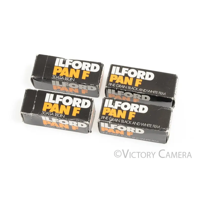 4x Ilford Pan F ASA 50 120 Medium Format Film -Cold Stored, Exp. 1985- [EXC-]