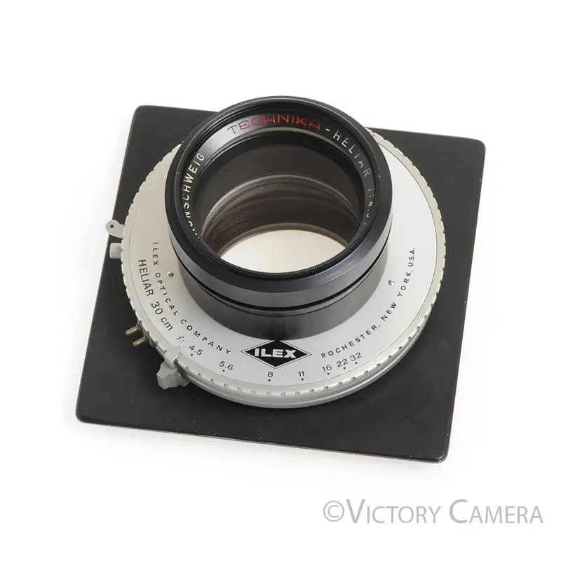 Voigtlander 30cm f4.5 Technika-Heliar 8x10 Lens in Ilex Shutter Calumet C1 Board [EXC-]