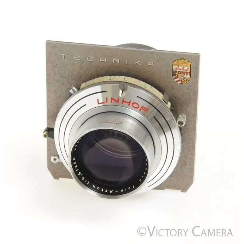 Linhof Schneider 240mm f5.5 Tele-Arton 4x5 Lens in Compur Shutter w/ Board [EX+]
