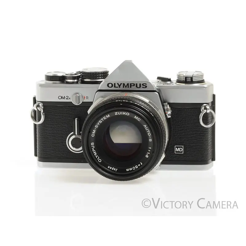 Olympus OM-2N OM2N Chrome 35mm SLR Film Camera w/ 50mm F1.8 Lens [EXC]