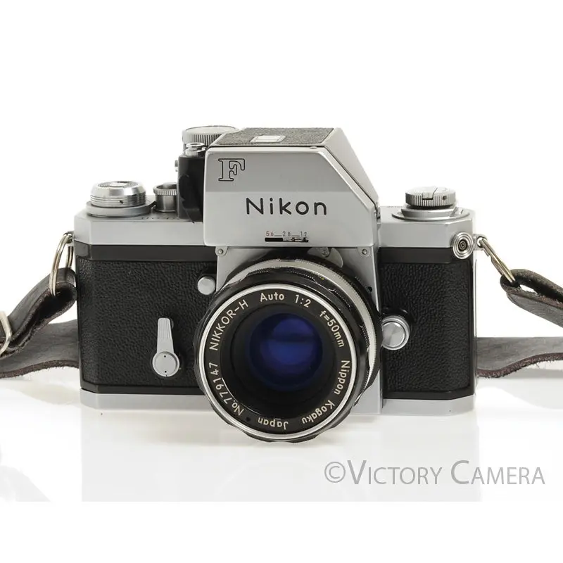 Nikon F Chrome 35mm Camera Body 50mm f2 Lens + Prism -New Seals- [EXC]