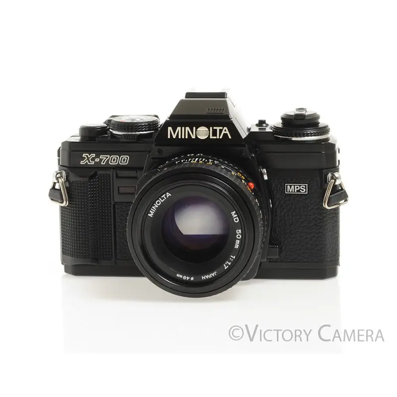 Minolta X-700 X700 Black SLR Film Camera w/ 50mm f1.7 Lens -New Seals- [EXC+]