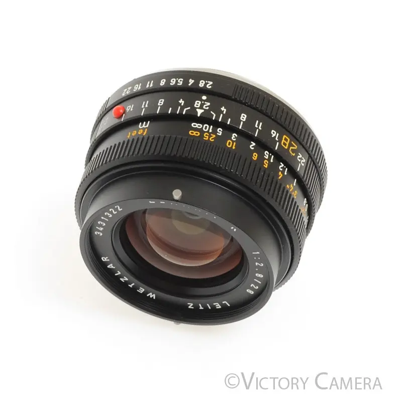 Leica Elmarit-R 28mm f2.8 R Cam Wide Lens w/ Box, Case, Shade, Caps [EXC+]