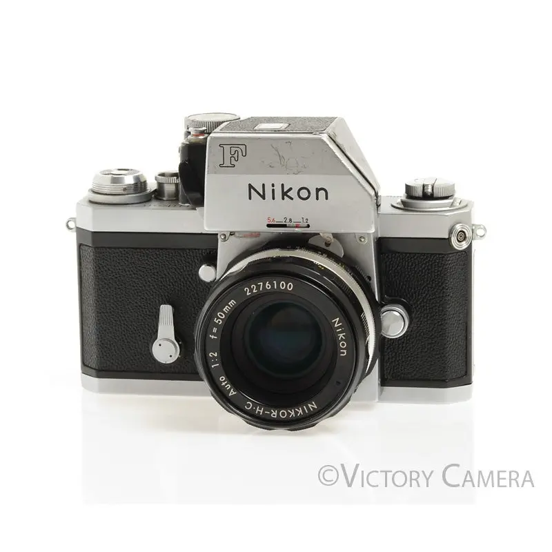 Nikon F Chrome 35mm Camera Body 50mm f2 Lens + Prism -New Seals-  [GOOD]