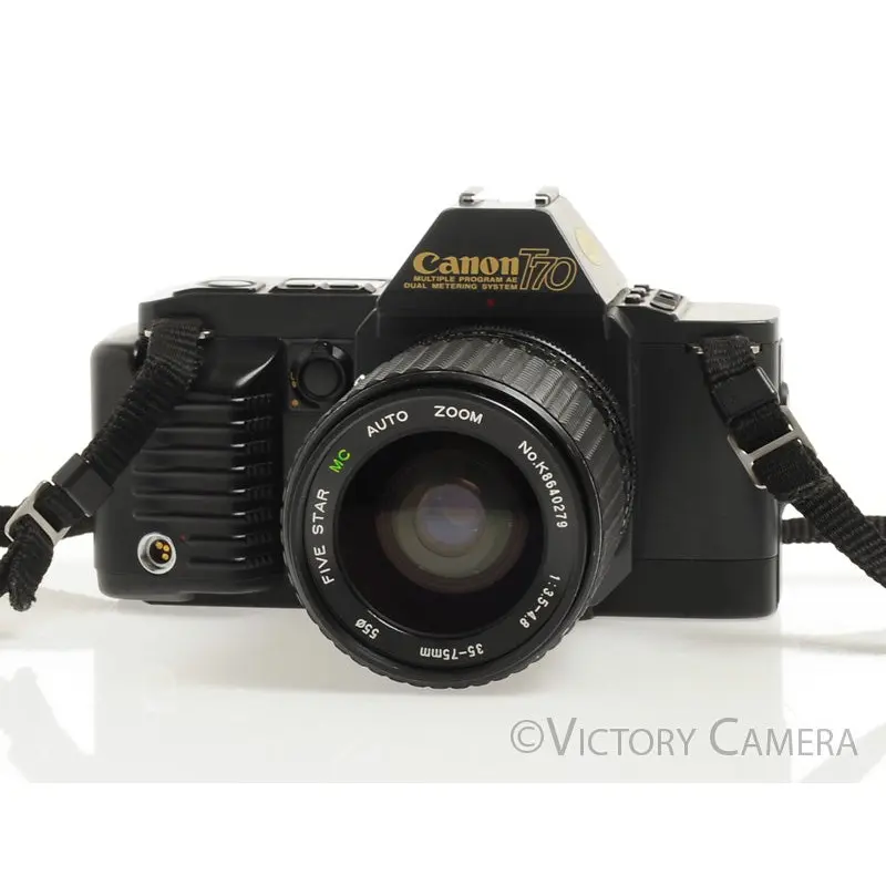 Canon T70 35mm FD Film Camera Body w/ 35-75mm Zoom Lens [EXC-]