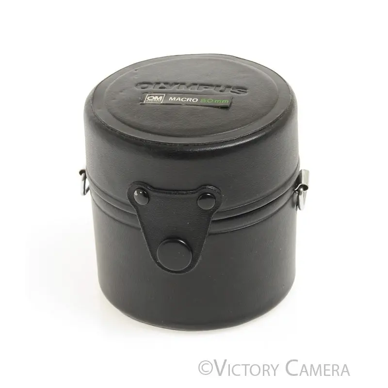 Olympus Genuine OM 50 f3.5 Macro Hard Leather Lens Case [EXC]
