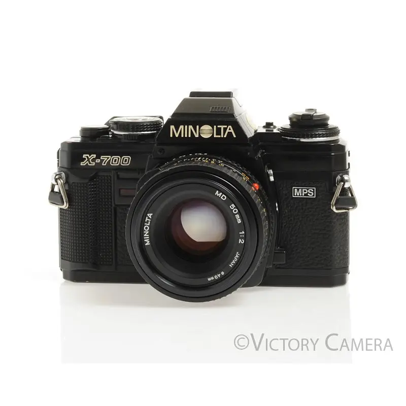 Minolta X-700 Black SLR Film Camera 50mm f2 Prime Lens -New Seals- [EXC+]
