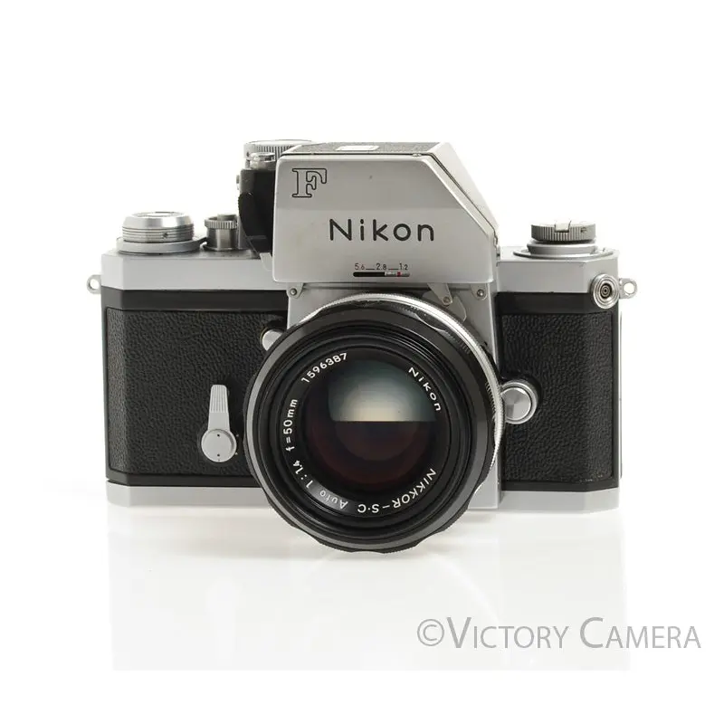 Nikon F Chrome 35mm Camera Body w/ Photomic Prism & 50mm f1.4 Lens [EXC]