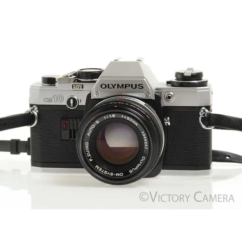 Olympus OM-10 Chrome 35mm Camera w/ 50mm f1.8  Prime Lens -New Seals- [EXC+]