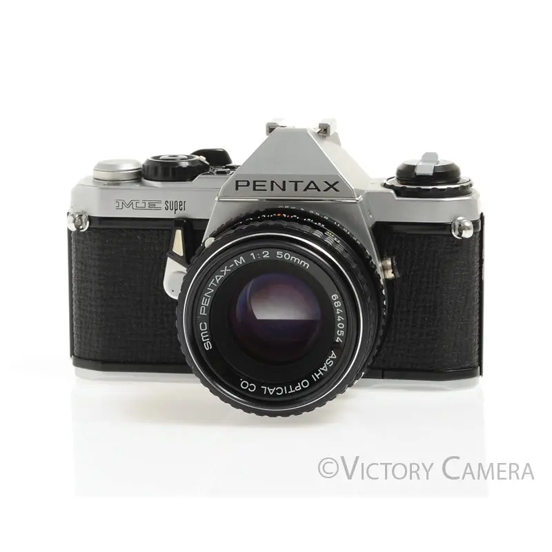 Pentax ME Super Chrome 35mm SLR Camera w/ 50mm f2 Lens -New Seals- [EXC+]
