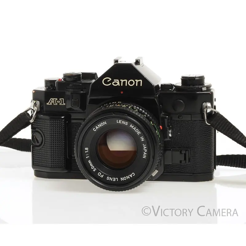 Canon A-1 A1 35mm Black Camera 50mm F1.8 Lens -New Seals, No Squeak- [EXC]