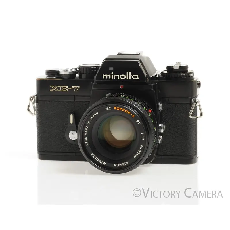 Minolta XE-7 XE7 Black 35mm Camera w/ Rokkor-X 50mm f1.7 Lens [EXC]