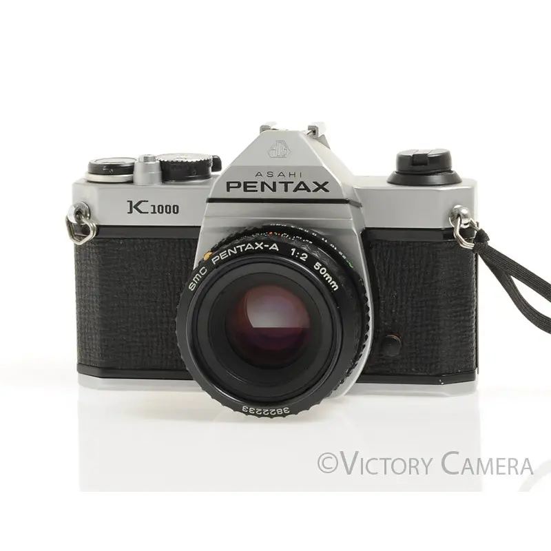 Pentax K1000 35mm Film Camera w/ 50mm f2  Lens -New Seals- [EXC]