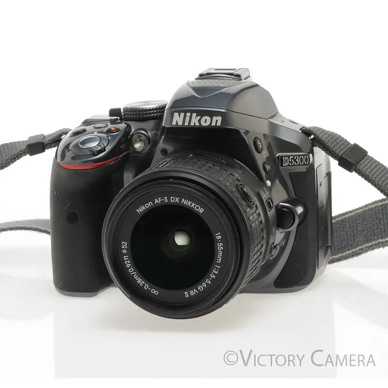 Nikon D5300 Grey 24.2MP Digital SLR Camera w/ 18-55mm Zoom Lens [EXC]