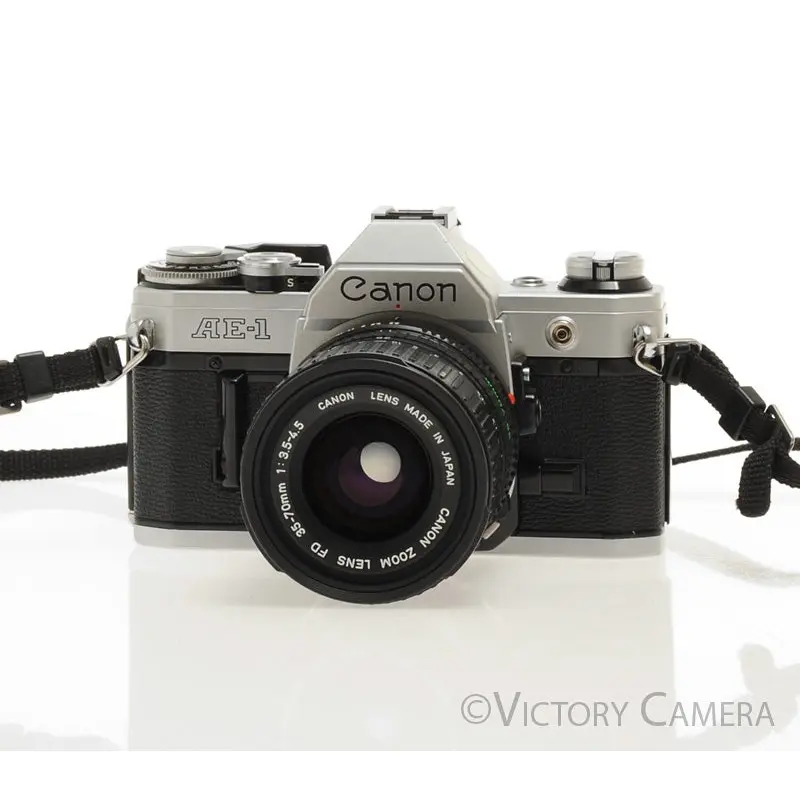 Canon AE-1 Chrome 35mm Film SLR Camera 35-70mm Zoom Lens  [EXC+]