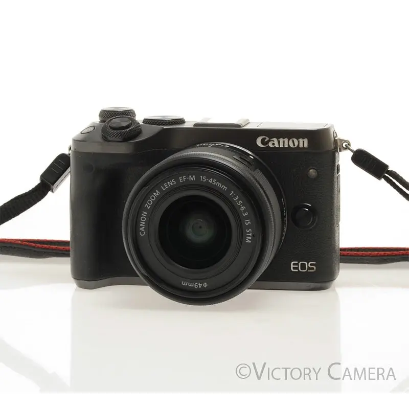 Canon EOS M6 Black 24.2MP Mirrorless Digital Camera w/ 15-45mm Lens [EXC-]