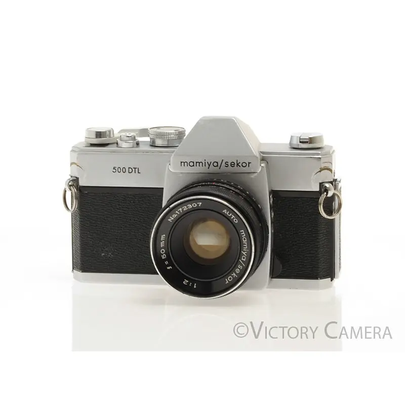 Mamiya 500 DTL Chrome 35mm SLR Camera w/ 50mm f2 Lens -No Meter- [EXC-]