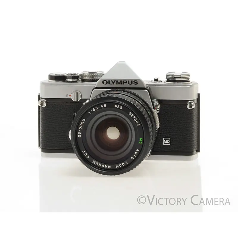 Olympus OM-1 MD Chrome Film Camera Body w/ 28-50mm f3.5-4.5 Zoom Lens [EXC+]
