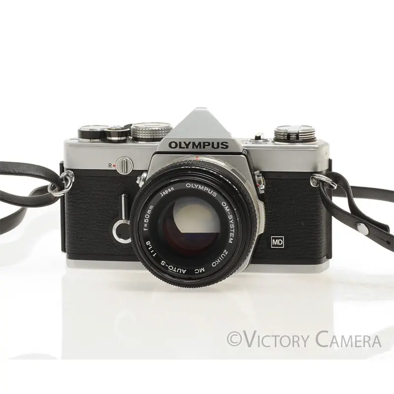 Olympus OM-1N MD Chrome Film Camera Body w/ 50mm F1.8 Lens [EXC]