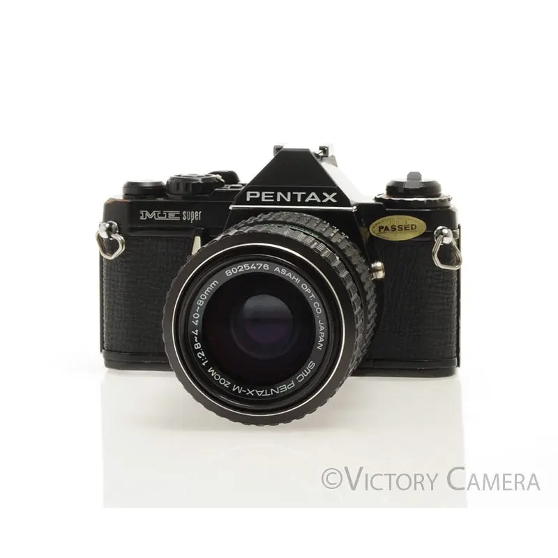 Pentax ME Super Black 35mm SLR Camera w/ 40-80mm Zoom Lens [EXC]