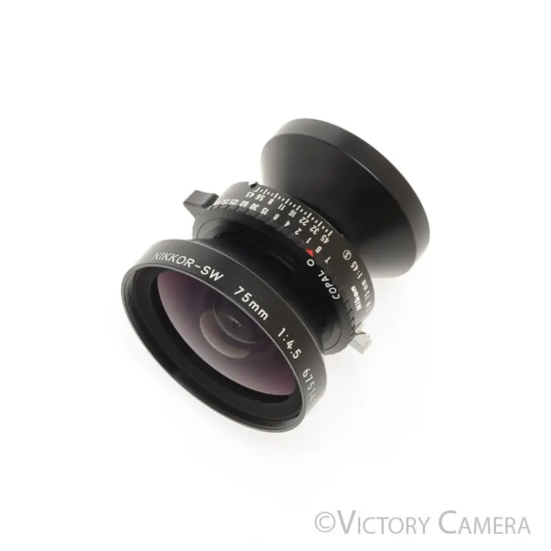 Nikon Nikkor-SW 75mm f4.5 Wide Angle 4x5 Lens Copal 0 Shutter [MINT-]