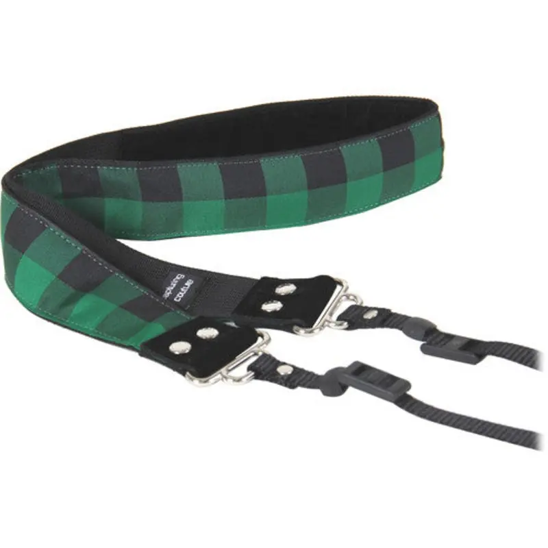 Capturing Couture Buffalo Plaid 1.5" Camera Strap (Green)