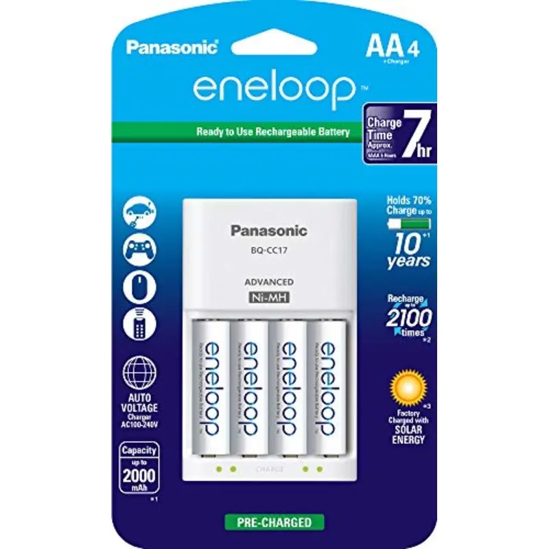 Panasonic (Sanyo) Eneloop 4 Pack AA NiMH Pre-Charged Rechargeable Batteries