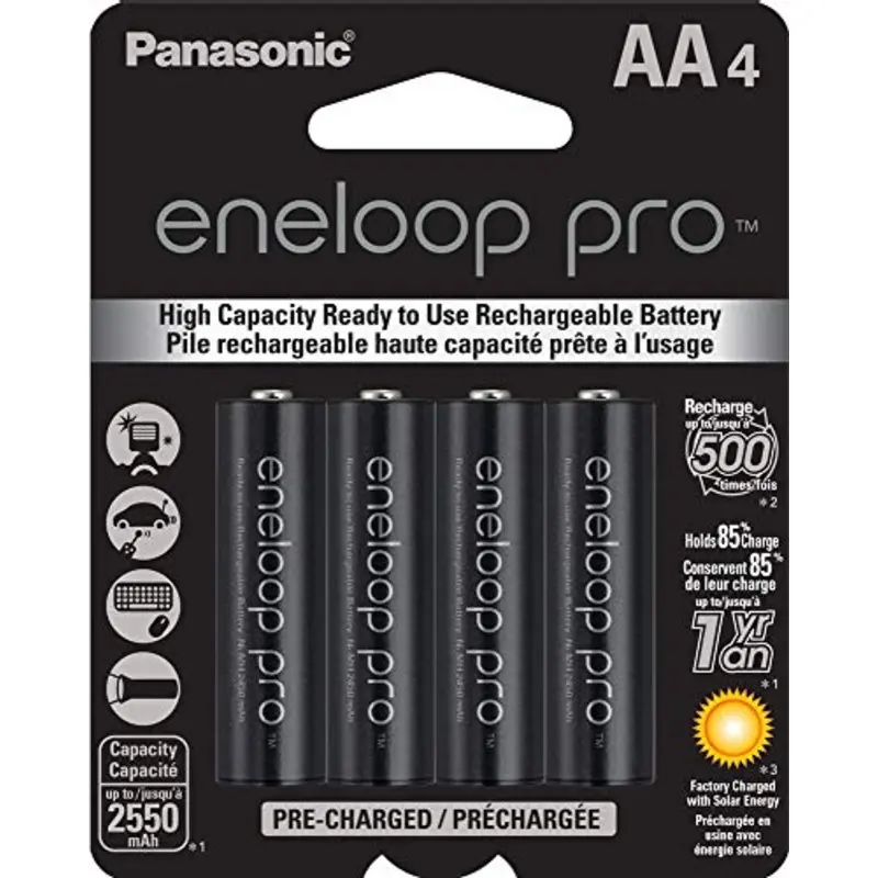 Panasonic (Sanyo) Eneloop XX Pro AA 2550mAH Rechargeable Batteries - 4 Pack