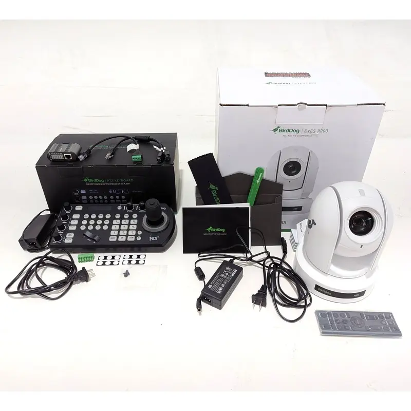 * DEMO * BirdDog Eyes P200 1080p Full NDI PTZ Camera (White) with PTZ Keyboard
