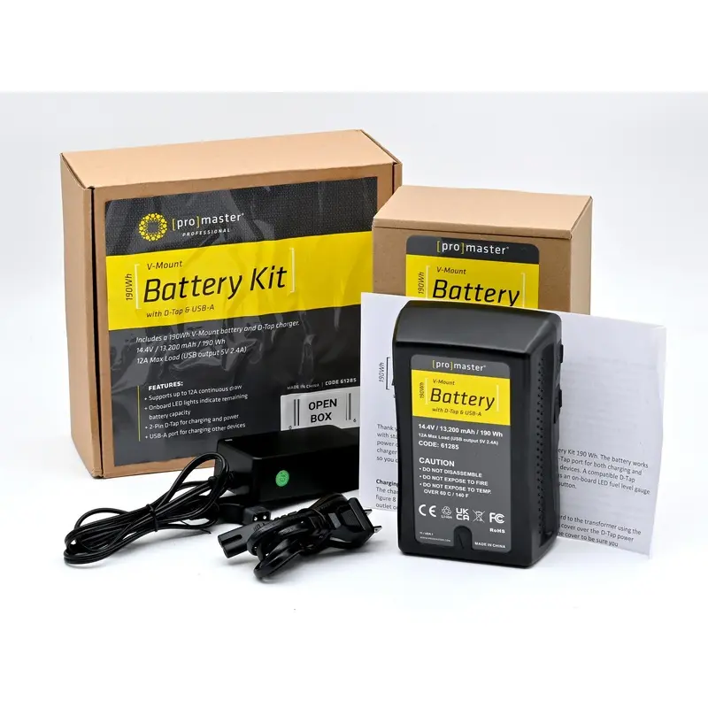 * OPEN BOX EXCELLENT * ProMaster V-Mount Battery/Charger Kit 190Wh with D-Tap & USB-A