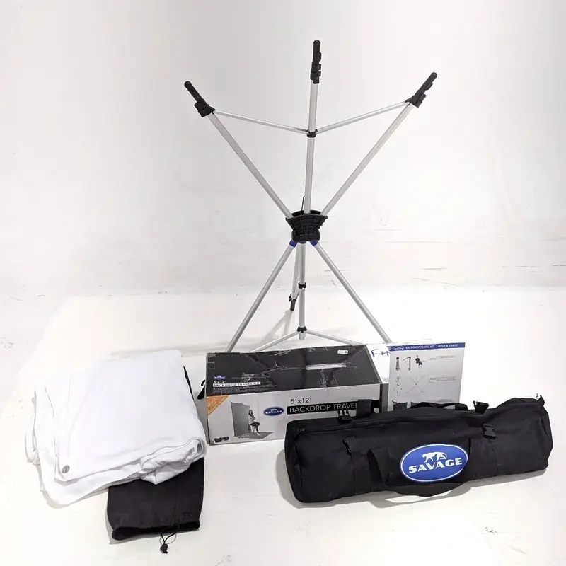 * OPEN BOX GOOD * Savage Backdrop Extended Travel Kit (White, 5 x 12')
