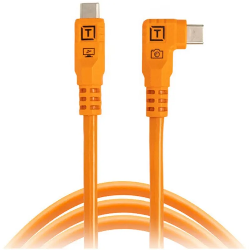 Tether Tools TetherPro Optima USB-C to Right Angle USB-C Cable - 6' (Orange)