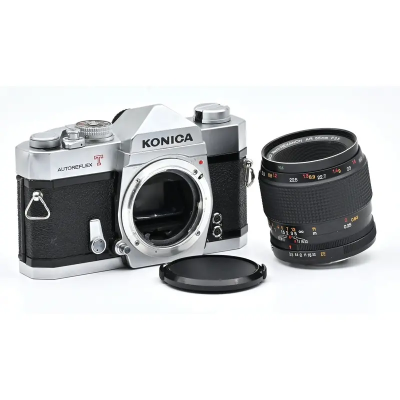 * USED * Konica Autoflex T Film SLR Camera With Macro-Hexanon AR 55mm F3.5 Lens